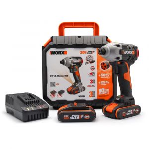 WORX WX261 20Volt 2.0Ah. Li-ion Çift Akülü 260Nm Kömürsüz Profesyonel Şarjlı Darbeli Tornavida