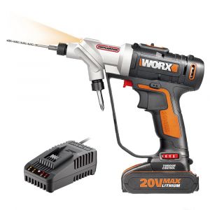 WORX WX176.9C 20Volt/2.0Ah Li-ion Döner Kafa ve Çift Mandrenli Profesyonel Şarjlı Matkap + 16 Parça Uç