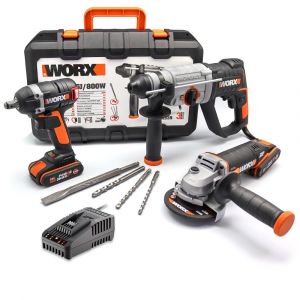 WORX WXKS1 WX339 + WX279.9 + WX800.9 + WA3601 + WA3551 20V/2Am Pro Kombo Set